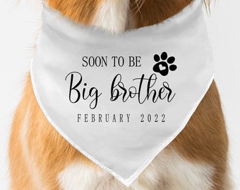 Pregnancy Announcement Dog Bandana, Soon To be Big Brother Dog Bandana, New Baby Announcement Gift for Pets, Birth Announcement Dog Bandana