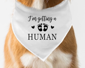 I'm getting a human Dog Bandana, Pregnancy Baby Announcement, Pregnancy Announcement Dog Bandana.