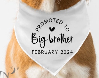 Promoted To Big Brother Dog Bandana, Pregnancy Announcement Dog Bandana, Custom Date Dog Bandana, Baby Announcement, Baby Announcement Pets.
