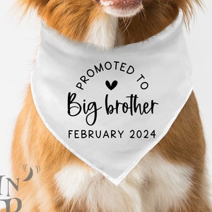 Promoted To Big Brother Dog Bandana, Pregnancy Announcement Dog Bandana, Custom Date Dog Bandana, Baby Announcement, Baby Announcement Pets.