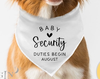 Bandana Baby Security In Training pour chien, Bandana pour faire-part de grossesse pour chien, Bandana pour chien enceinte de maman, Bandana pour faire-part de naissance pour chien.