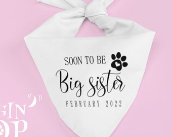 Pregnancy Announcement Dog Bandana, Soon To be Big Sister Dog Bandana, New Baby Announcement Gift for Pets, Birth Announcement Dog Bandana
