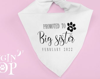 Promoted To Big Sister Dog Bandana, Pregnancy Announcement Dog Bandana,