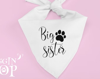 Big Sister Dog Bandana, Baby Announcement Dog Bandana, Pregnancy Announcement, Photoshoot Dog Bandana, Tie-On Dog Bandana, Dog Sibling.