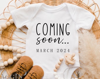 Personalized Announcement Baby Bodysuit - Coming Soon Baby Bodysuit - Pregnancy Announcement - Baby  Reveal Bodysuit - Family Baby Reveal.