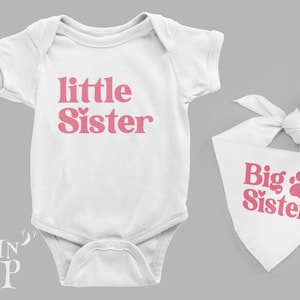 Big Sister Dog Bandana, Little Sister Baby Bodysuit, Tie-On Dog Bandana , Pregnancy Announcement, Baby News Dog Bandana, Photoshoot Gift.