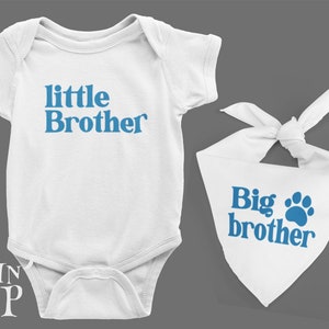 Big Brother Dog Bandana, Little Brother Baby Bodysuit, Tie-On Dog Bandana , Pregnancy Announcement, Baby News Dog Bandana, Photoshoot Gift. image 1