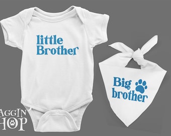 Big Brother Dog Bandana, Little Brother Baby Bodysuit, Tie-On Dog Bandana , Pregnancy Announcement, Baby News Dog Bandana, Photoshoot Gift.