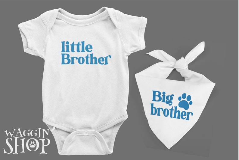 Big Brother Dog Bandana, Little Brother Baby Bodysuit, Tie-On Dog Bandana , Pregnancy Announcement, Baby News Dog Bandana, Photoshoot Gift. image 1