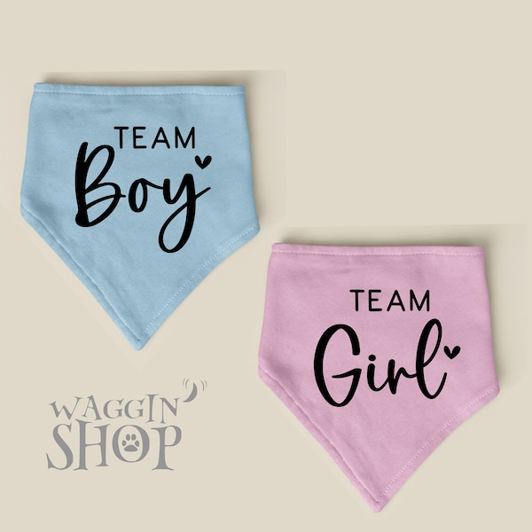 Team Boy Team Girl Dog Bandana, Pregnancy Announcement Dog Bandana, Baby News To Family, Baby Shower Dog Bandana Gift, Funny Dog Bandana.