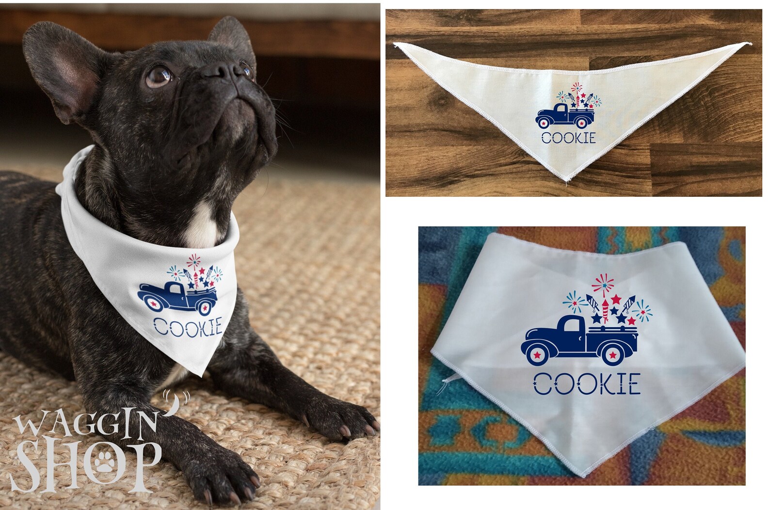 Personalized Name Dog Bandana Custom Name Dog Bandana 4th Of Etsy