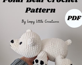 Patrón de crochet para el osito polar bebé Lola, peluche grande