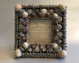 Handmade Shell Frame, One of a Kind Seashell Frame