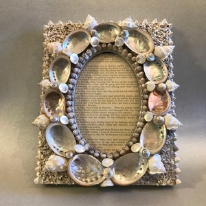 Handmade Shell Frame, One of a Kind Seashell Picture Frame, Pearlescent Shell Photo Frame
