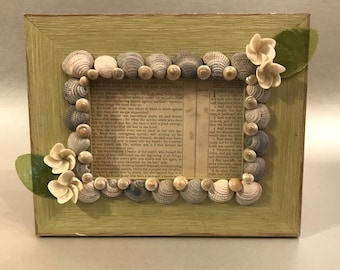 Floral Series Handmade Seashell Picture Frame with Hand Picked Shells