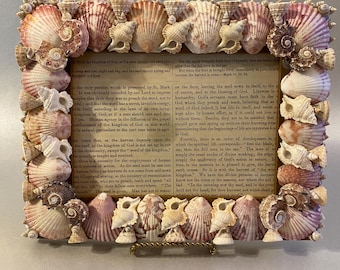 Handmade Seashell Picture Frame with Hand Picked Shells