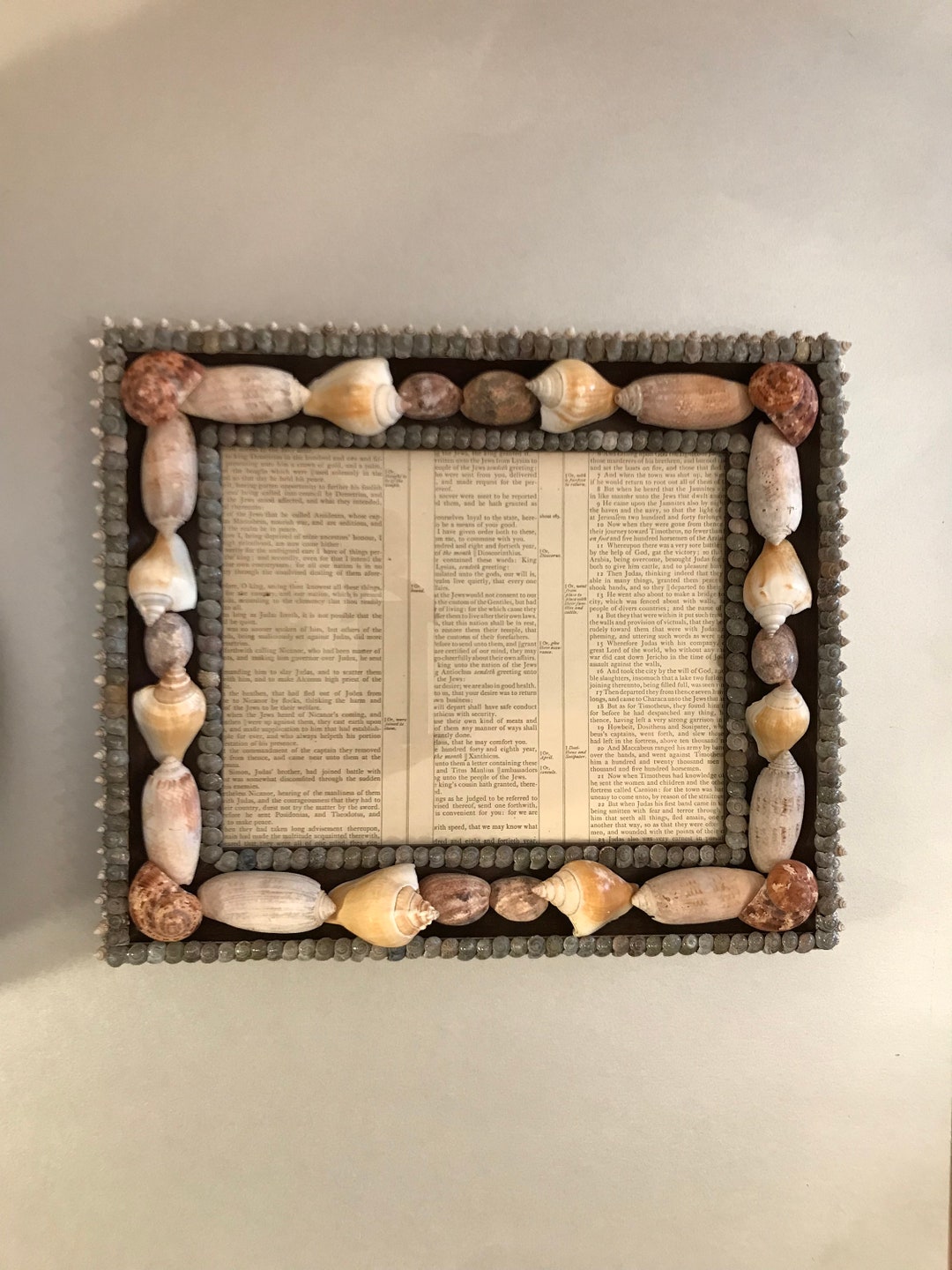 Shell Landscape Photo Frame Large Scale Shell Frame, Decorated Seashell Picture Frame, Embellished ...