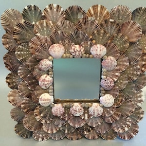Decorative Seashell Mirror, Handmade Shell Mirror