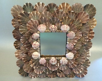 Decorative Seashell Mirror, Handmade Shell Mirror