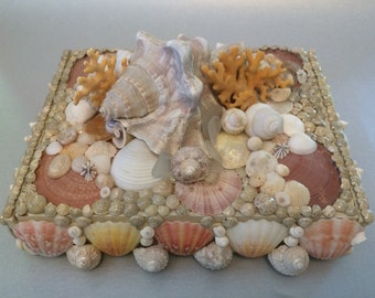 Handmade Seashell Box: Ornate Coastal Decor, Ocean Shells