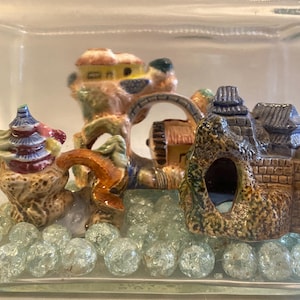 Vintage 1960&#39;s Aquarium Decor, Castles, Lighthouse, Towers, Fortress, Rare Finds Great Gifts byDesignShellArt