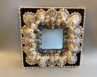 One of a Kind Handmade Embellished Seashell Mirror with Hand Picked Shells