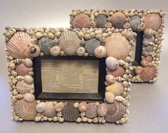 Handmade Seashell Picture Frame with Hand Picked Shells