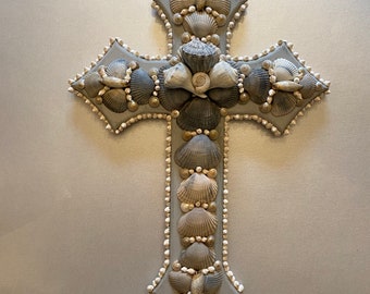 One of a Kind Handmade Seashell Cross with Hand Picked Shells