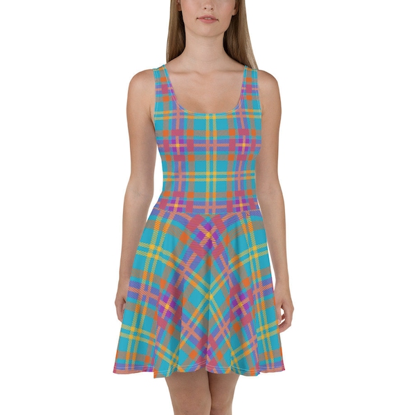 Designer Summer Dress A-Line by Artist Patrick Motyl - Tartan Boone