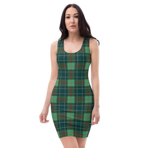 Green tartan Designer Shift Dress direct from the Artist - tartan Paddy