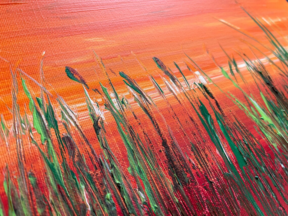 Grass Field Abstract Painting Etsy