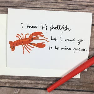 Funny Lobster Marry Me Love You Valentijnsdag woordspeling kaart - kaart voor man vrouw vriendin vriend - romantische kaart - woordspeling kaart