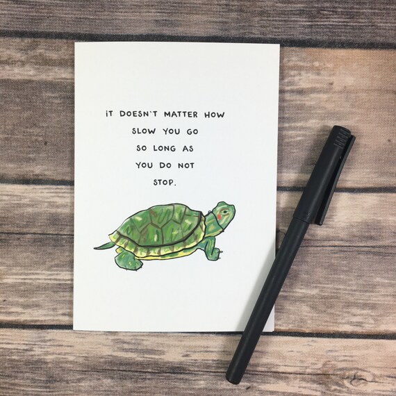 Cute Friendship Turtle Encouragement Card It Doesn T Etsy