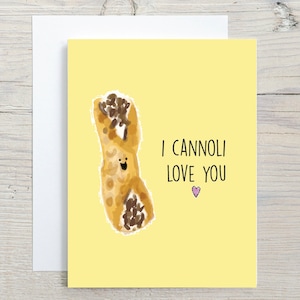 Cartão Cannoli Italiano, Dia dos Namorados fofo, eu te amo, aniversário, trocadilho com comida, romântico, cartão para marido, esposa, namorada, namorado