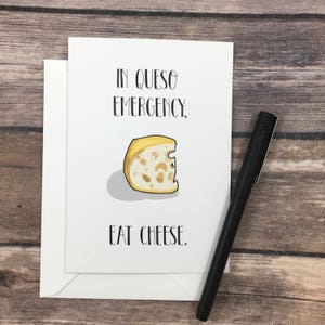 Tarjeta de cumpleaños con divertido juego de palabras sobre queso - Tarjeta cursi - Tarjeta divertida para un amigo - Tarjeta con juego de palabras sobre comida - Amante del queso - Tarjeta para un amigo enfermo, triste y deprimido