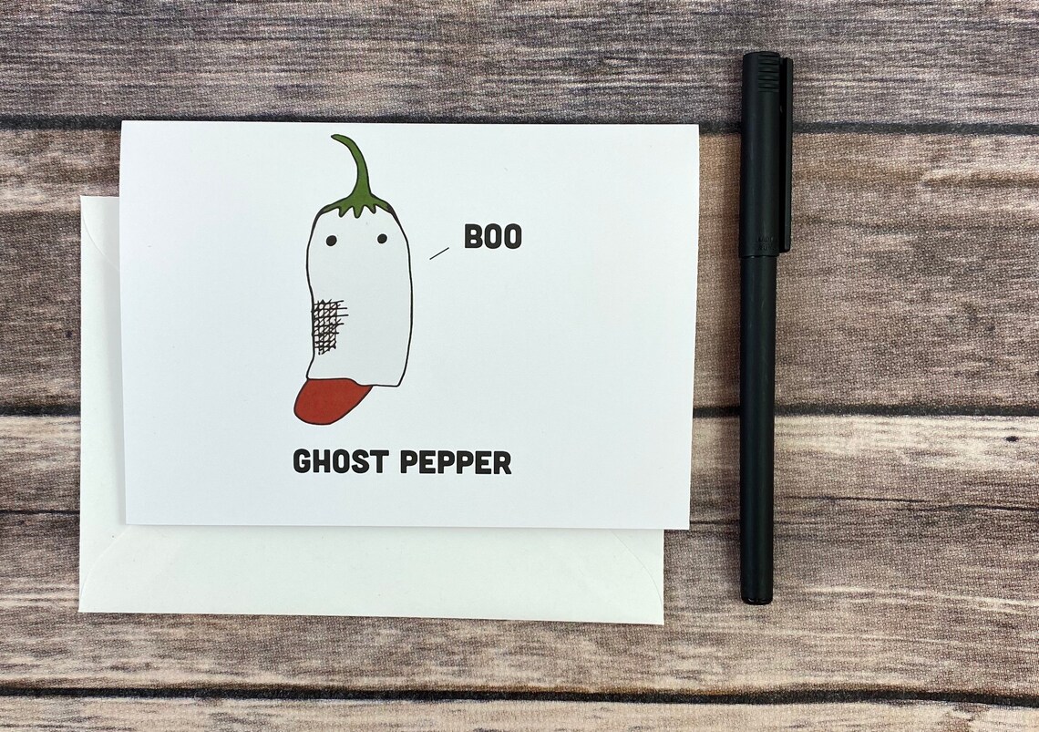 Funny Ghost Pepper Pun Halloween Birthday Card Cards for Him | Etsy