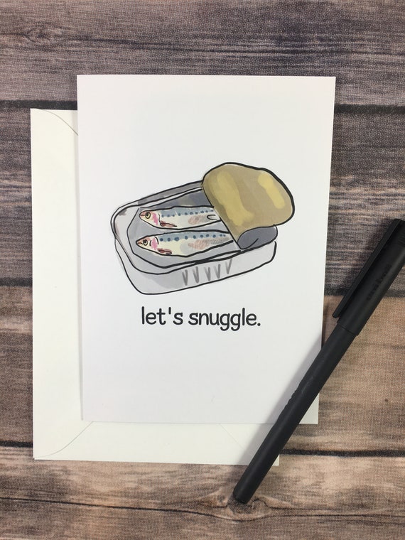 Let's Snuggle Sardines Funny Love Romantic Card for Etsy