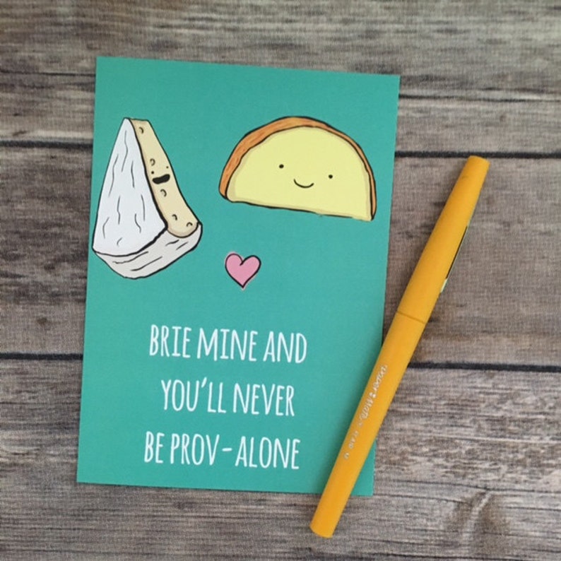Funny Brie Cheese Pun Valentine's Day I Love You Etsy