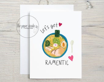 Funny Ramen Valentine's Day Anniversary Card - date night card - card for husband wife girlfriend boyfriend - i love you card -romantic card