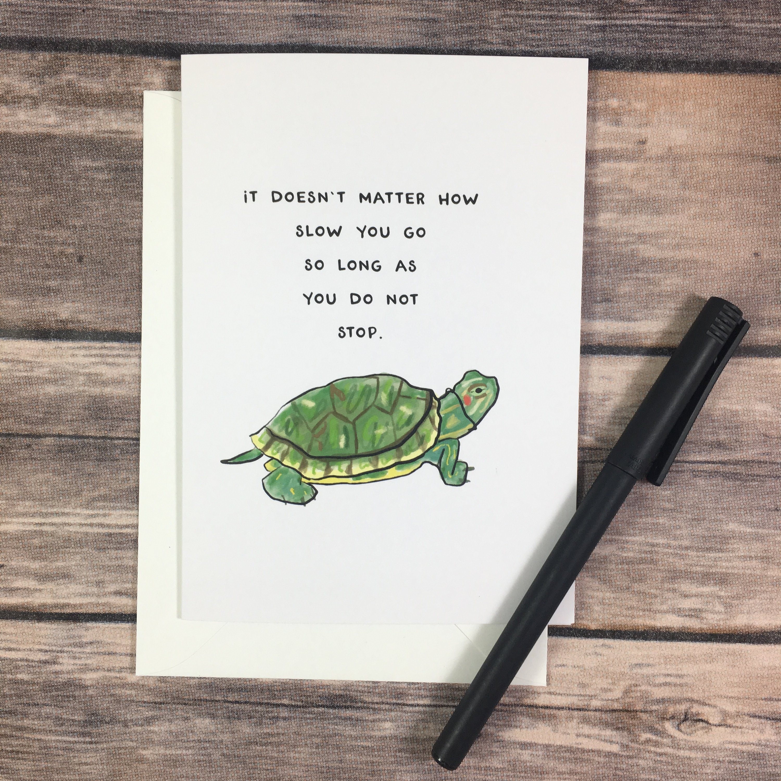 Cute Friendship Turtle Encouragement Card It Doesn T Etsy