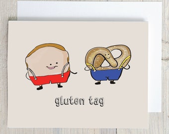 Funny Bread Gluten Pun Birthday Card - funny just because card - funny food pun card - bilingual card german - funny diet card - carb card