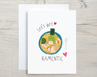 Funny Ramen Valentine's Day Anniversary Card - date night card - card for husband wife girlfriend boyfriend - i love you card -romantic card