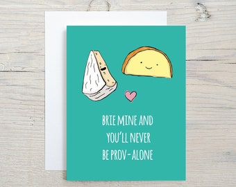 Funny Cheese Valentine's Day Card, I Love You, Anniversary Card, brie cheese, provolone, cheese lovers, romantic card, food pun, girlfriend