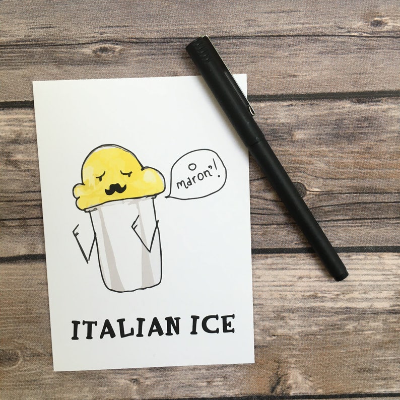 italian american just because card Funny Italian Ice O Maron Food Pun Birthday card new jersey new york card-cards for him- joke card