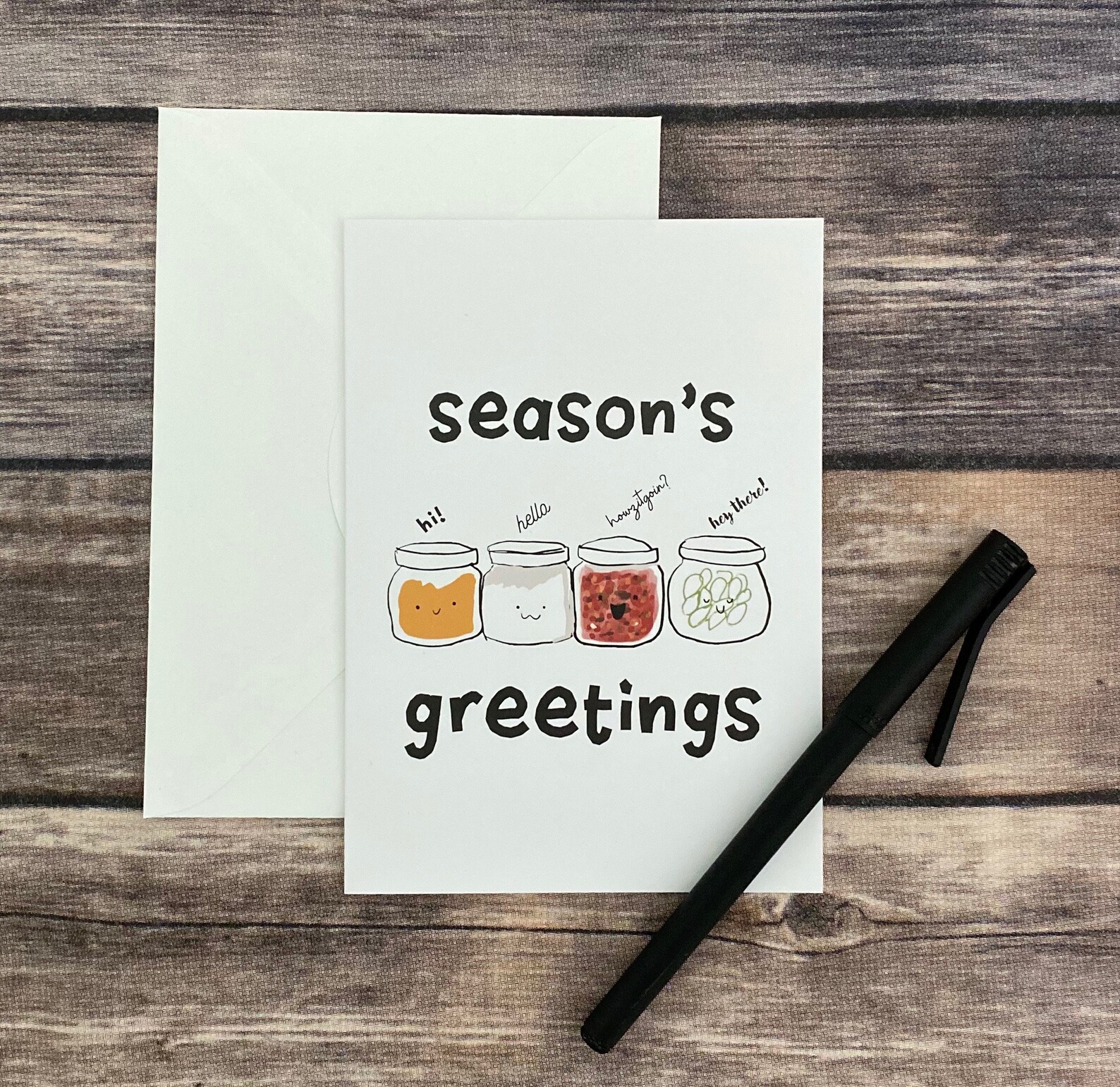 Funny Seasons Greetings Pun Card Merry Christmas Card Etsy