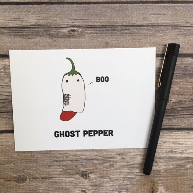 Funny Ghost Pepper Pun Halloween Birthday Card Cards for Him - Etsy