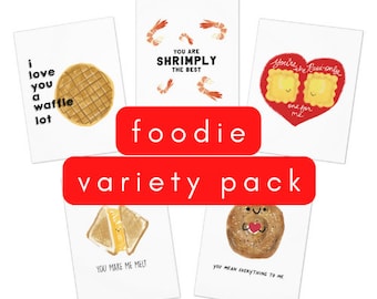 Foodie Valentine's Day Anniversary Love Card - Funny Food Pun Assortment 5 ct