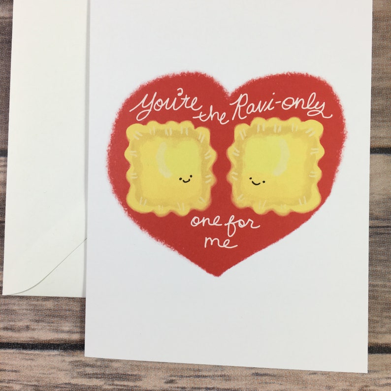 Funny Ravioli Pasta Love You Valentine Anniversary Pun Card Etsy
