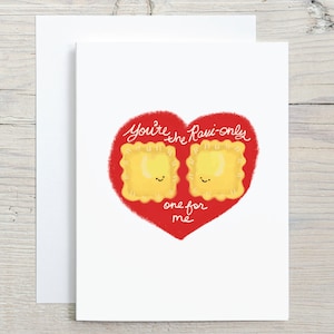 Cartão engraçado de trocadilho de macarrão Ravioli Love You Valentine Anniversary - cartão para marido, esposa, namorada, namorado - cartão romântico - cartão de trocadilho com comida