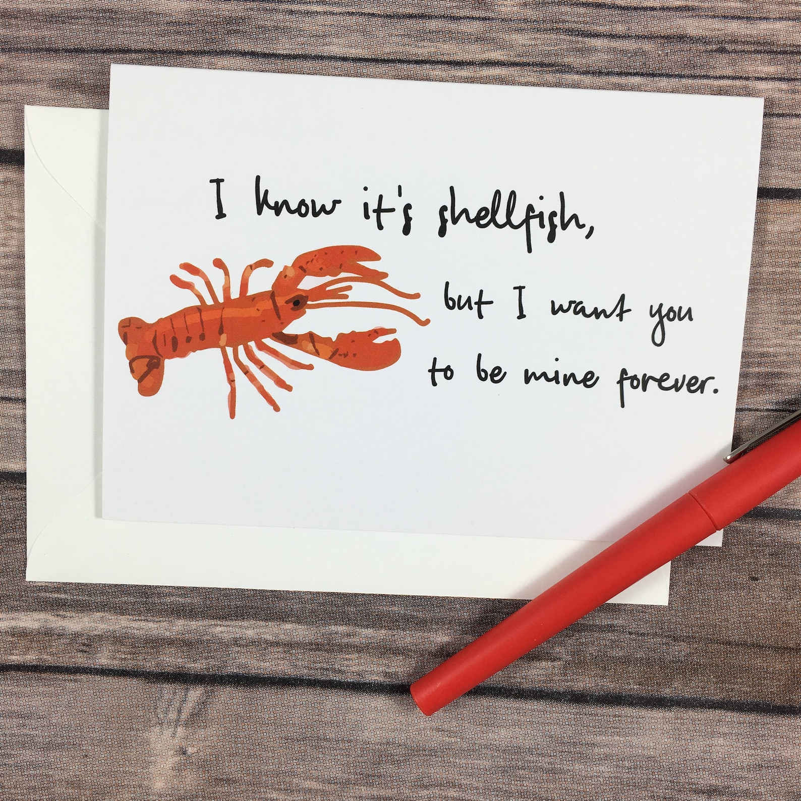 Funny Lobster Marry Me Love You Valentine Anniversary Pun Card Etsy